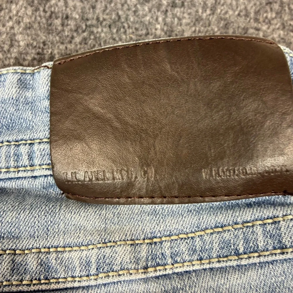 TK Axel‎ Mens Slim Bootcut Jeans Light Wash Blue Denim 32x32 Distressed Stained